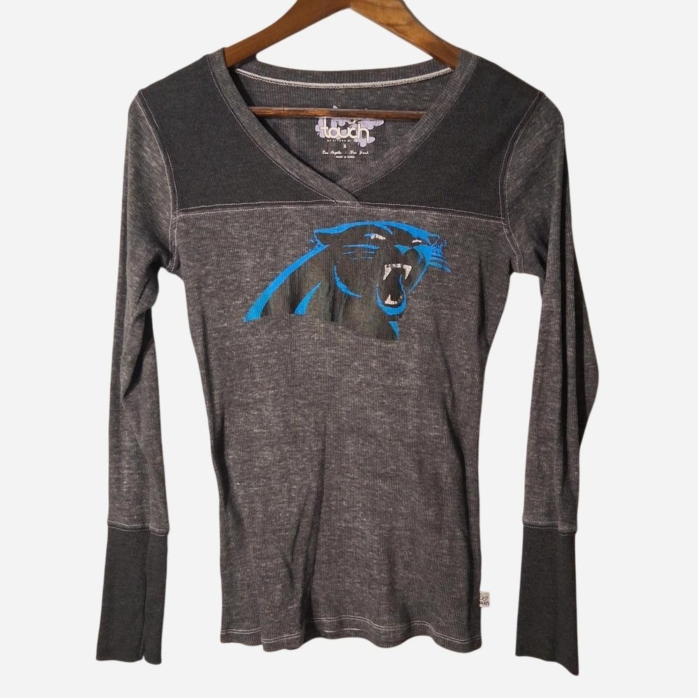 Womens Y2K Carolina Panthers long sleeve shirt thermal with blue panther